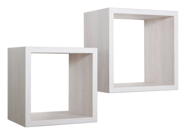 Lot de 2 Etagères Cube Murales Carrées en Panneau de Fibres Q-Bis Maxi Chêne Blanchi online