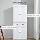 Credenza Cucina 76x40,5x184 cm con Armadietti e 1 Cassetto Bianco