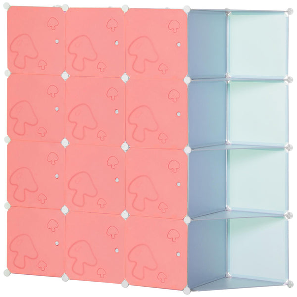 Étagère à chaussures modulable 145x47x145 cm 16 cubes en plastique rose et bleu online