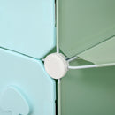 Scarpiera Modulare 145x47x145 cm 16 Cubi in Acciaio Verde e Azzurro