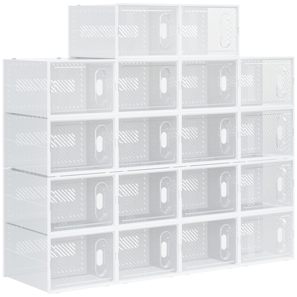 Étagère à chaussures modulable 18 cubes 28x36x21 cm en plastique blanc et transparent prezzo