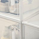 Scarpiera Modulare 18 Cubi 28x36x21 cm in Plastica Bianco e Trasparente