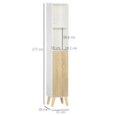 Mobile a Colonna per Bagno 31x30x177 cm 1 Amta 2 Mensole Bianco e Legno