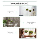 Set 2 Piante Artificiali Clematide Ø30x32 cm con Gancio e Vasi Fiori Bianco e Rosa