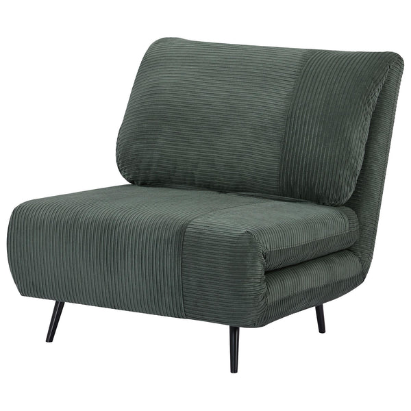 prezzo Fauteuil lit 1 personne 82x89x83 cm en velours côtelé vert bois et acier