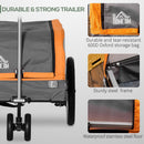 Rimorchio per Bicicletta 130x64x60/97 cm in Acciaio e Sacca in Tessuto Oxford Arancione e Argento