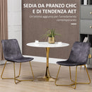 Set 2 Sedie da Soggiorno 49x61,5x85 cm in Tessuto Effetto Velluto Grigio