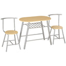 Set Tavolo e 2 Sedie  da Giardino in MDF e Acciaio Argento