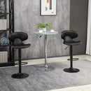 Set 2 Sgabelli Bar 45,5x46x89,5-109,5 cm con Schienale e Poggiapiedi e Similpelle Nero