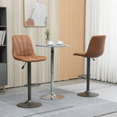 Set 2 Sgabelli Imbottiti 45x54x96-117 cm in Acciaio e Similpelle Marrone e Grigio