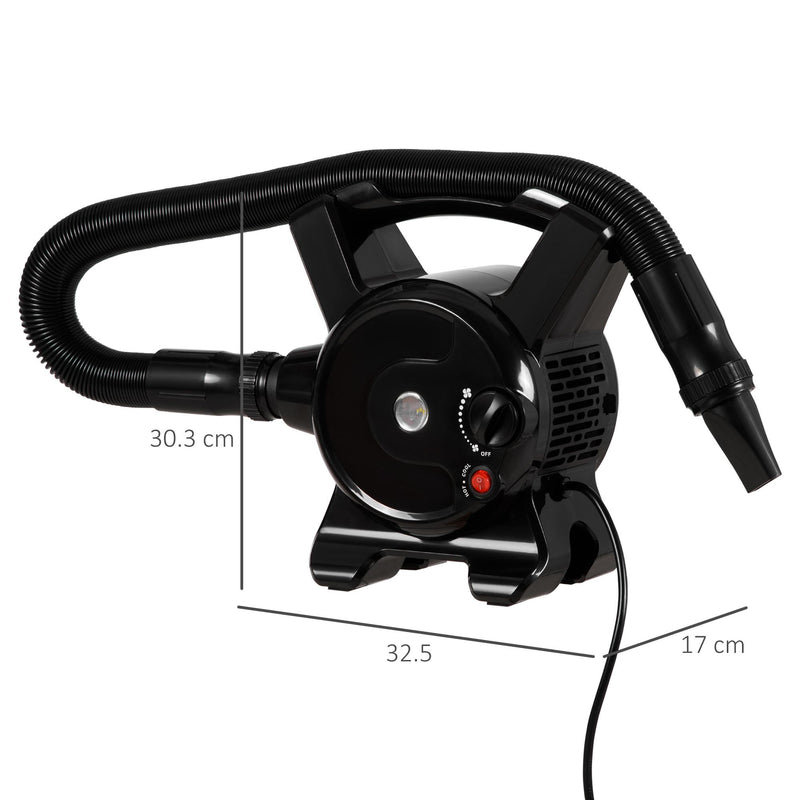Soffiatore per Cani 2400W Velocità e Temperatura Regolabili Nero