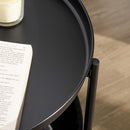 Tavolino da Caffè Ø46x48 cm in Acciaio con Cestino in Tessuto Nero