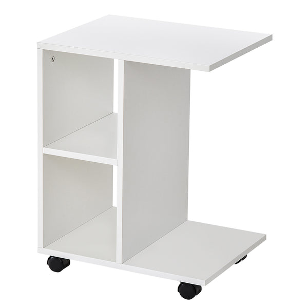 Table basse 45x35x58 cm 2 étagères à roulettes Blanc online