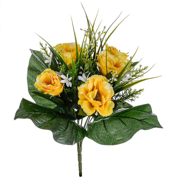 online Set 4 Bouquets Artificiels de Lisiantus Hauteur 32 cm Jaune