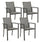Lot de 4 chaises de jardin 56,2x60x88h cm avec accoudoirs Konnor Anthracite