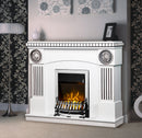 Camino Elettrico da Pavimento 105x120x33 cm Effetto Fiamma 2000W Prometeo & Galileo Silver Bianco/nero