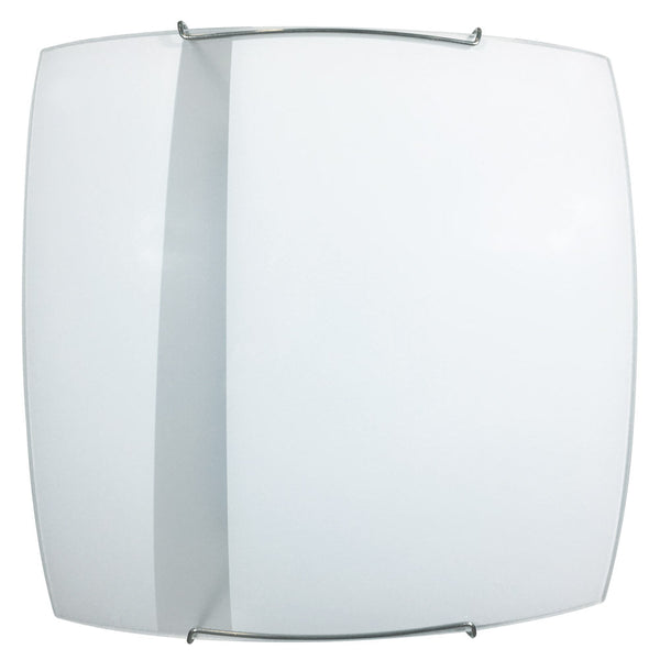 prezzo Plafonnier 2xE27 Cadre Blanc Plaque Verre Bande Blanche Satin E-Energy Gilda