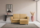 Divano 2 Posti con Pouf 152x155x85 cm Yasel in Tessuto Ocra