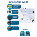 Vasca Monoblocco Cleopatra per 3 Persone 181x164x88 cm in Acrilico Color Legno      