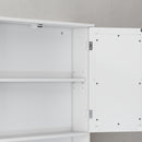 Armadietto Pensile da Bagno 56x13x58 cm con 2 Ante a Specchio e Ripiano Aperto Bianco      