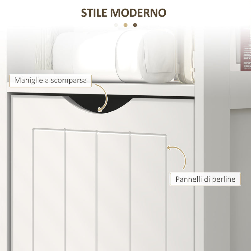 Mobile Bagno 30x30x141,2 cm con 3 Ripiani Aperti e 2 Cassetti in Legno Bianco  