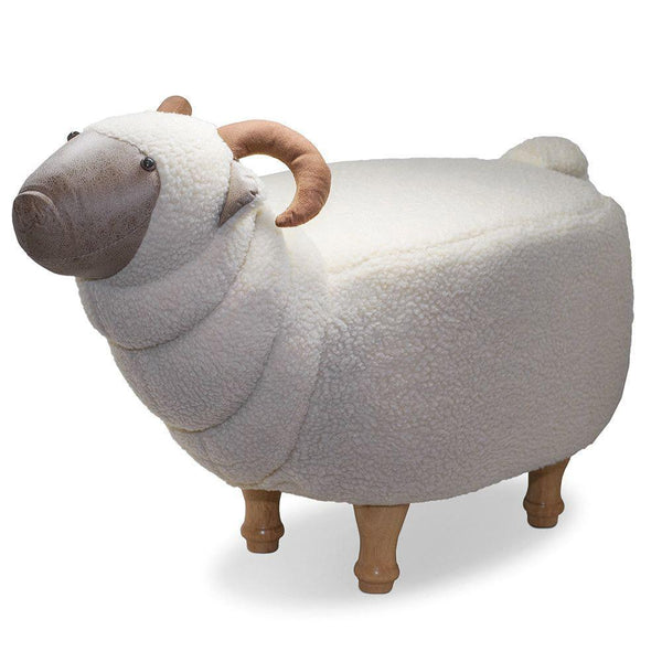 Tabouret Pouf Repose-Pieds pour Enfants 68x35x37-50 cm Peau de Mouton Blanc Divina Home acquista