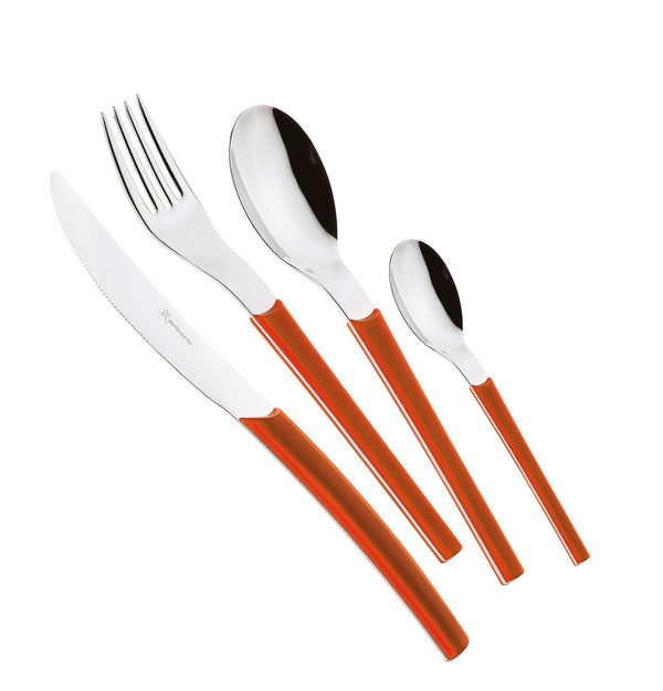 Servizio Set di Posate 24 pezzi in Acciaio Inox Eme Loto Arancio 1235C prezzo