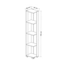 Libreria 34x153 cm 5 ripiani antracite dettagli noce