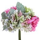 Set 2 Bouquet Artificiali di Peonie e Ortensie H 28 cm