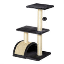 Albero Tiragraffi per Gatti 3 Livelli 40x35x72 cm Piattaforme Arco e Palline in Sisal e Peluche Grigio