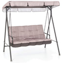 Dondolo 3 Posti da Giardino 160x118x160 cm in Ferro e Poliestere Pemba Beige