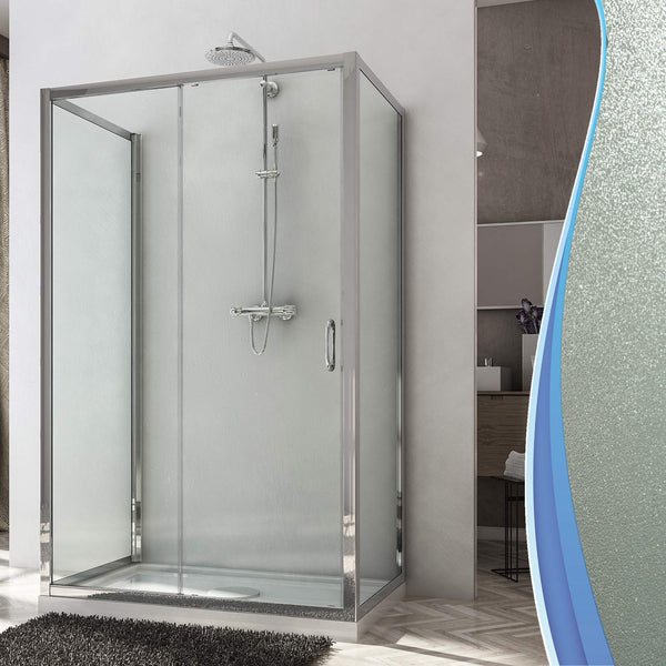 Cabine de Douche 3 Côtés 1 Porte Coulissante En Cristal Opaque 6mm H185 Fosterberg Kolding Trio Différentes Tailles prezzo