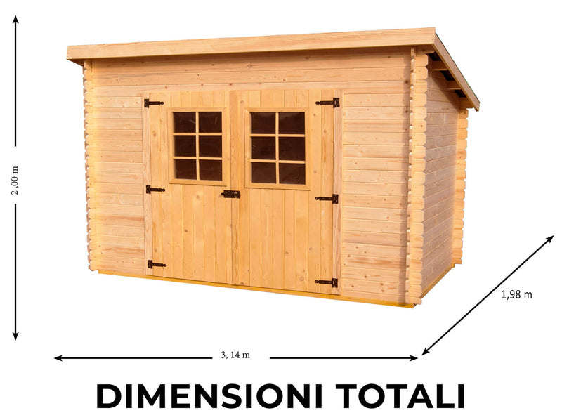 Casetta Box da Giardino 3x1,85 m Senza Pavimento in Legno Picea Massello 20mm Charente