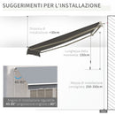 Tenda da Sole Avvolgibile a Parete 295x245 cm in Alluminio e Poliestere Grigio