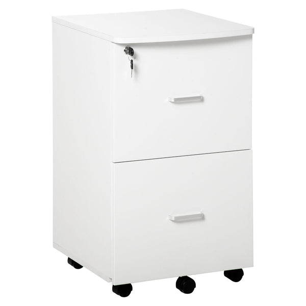 prezzo Commode 2 Tiroirs Bureau 43x45x72 cm avec Roulettes en MDF et Aggloméré Blanc