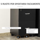 Cassettiera 2 Cassetti da Ufficio 43x45x72 cm con Ruote in MDF e Truciolato Nero