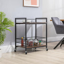 Carrello da Cucina con Portavivande 62x40x75 cm in Acciaio e Legno Marrone Rustico