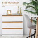 Cassettiera 3 Cassetti 80x40x86 cm in Legno MDF e Truciolato Bianco