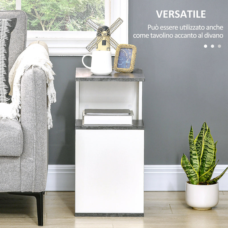 Comodino con Ripiano Aperto 35x29,5x60 cm in Truciolato Grigio e Bianco