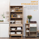 Credenza 1 Cassetto 4 Ante in Vetro 76x40x183 cm in Legno Naturale