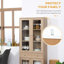 Credenza 1 Cassetto 4 Ante in Vetro 76x40x183 cm in Legno Naturale