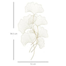 Decorazione Murale 3D 51x94,5 cm in Metallo Foglia di Ginkgo Oro