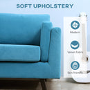 Divano 2 Posti 170x90x85 cm in Tessuto Effetto Velluto Blu