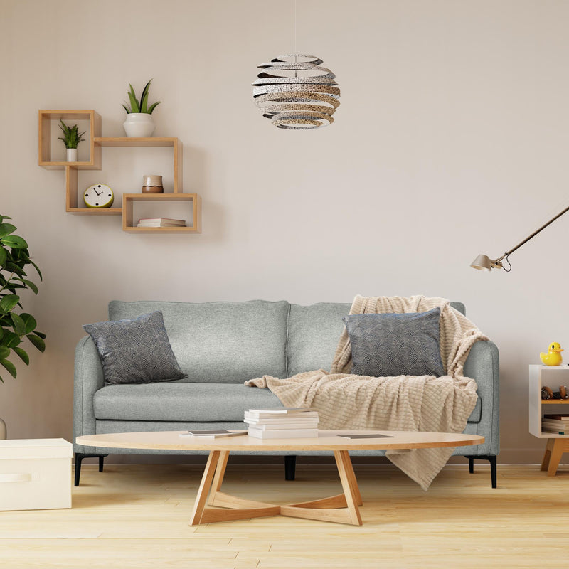 Divano 3 Posti 193x78x71 cm in Tessuto Poliestere Grigio