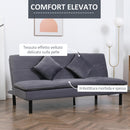 Divano Letto 2 Posti 181x92x84 cm in Tessuto Effetto Velluto Grigio