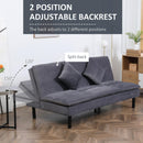 Divano Letto 2 Posti 181x92x84 cm in Tessuto Effetto Velluto Grigio