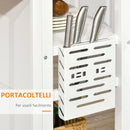 Isola Cucina Pieghevole 120x76x91,5 cm in Legno  e Acciaio Bianco