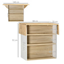 Isola Cucina 3 Ripiani 140x55x91 cm in Legno  e Truciolato Bianco