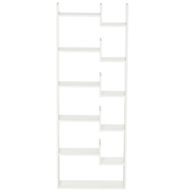 Libreria 6 Livelli 11 Scaffali 61x23x162,6 cm in MDF e Truciolato Bianco