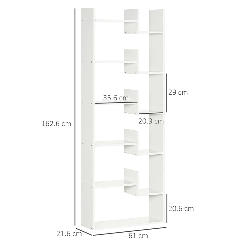 Libreria 6 Livelli 11 Scaffali 61x23x162,6 cm in MDF e Truciolato Bianco